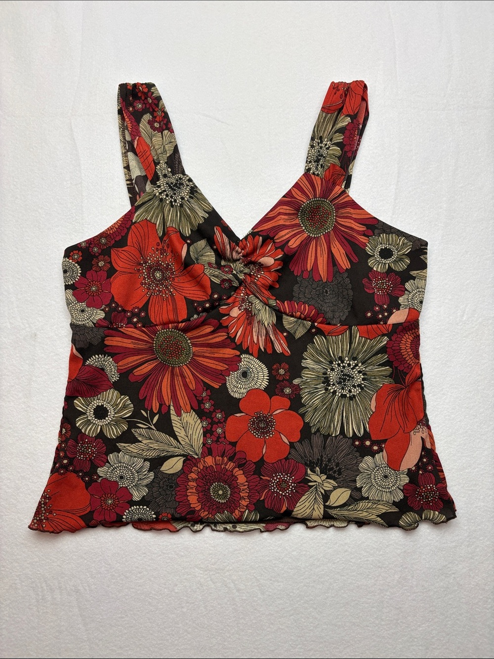 fashion bug size XL retro Floral V-Neck Women's Camisole tank floral y2k